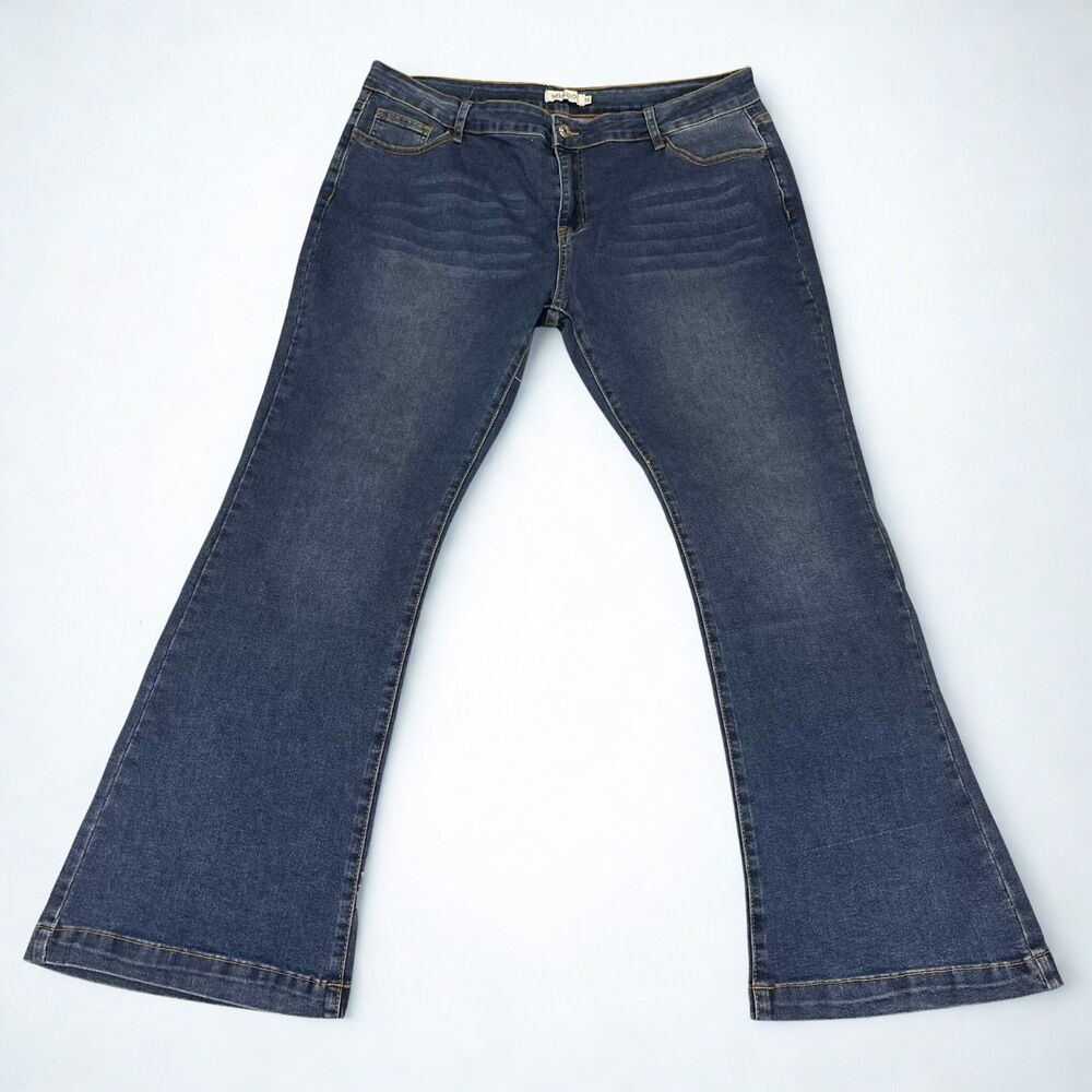 Misslook Jeans Women 5XL Flare Bootcut Blue Denim Stretch Western Boho 38"x30"